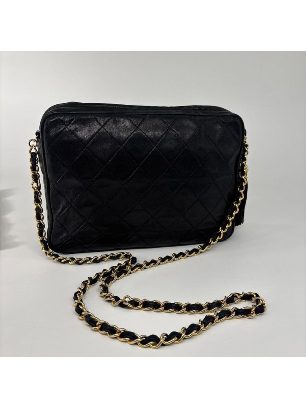 Chanel Quilted Lambskin Shoulder Bag Black Fringe - Picture 5 of 13